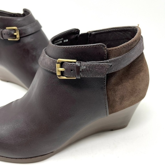 GH Bass Aileen Leather Side Zip Wedge Cushioned Ankle Booties Size 8.5 M - Picture 8 of 9